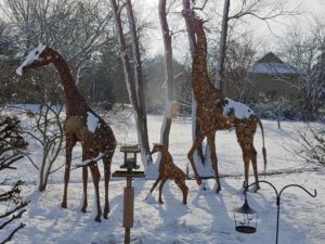 family of giraffe sculpture metal works